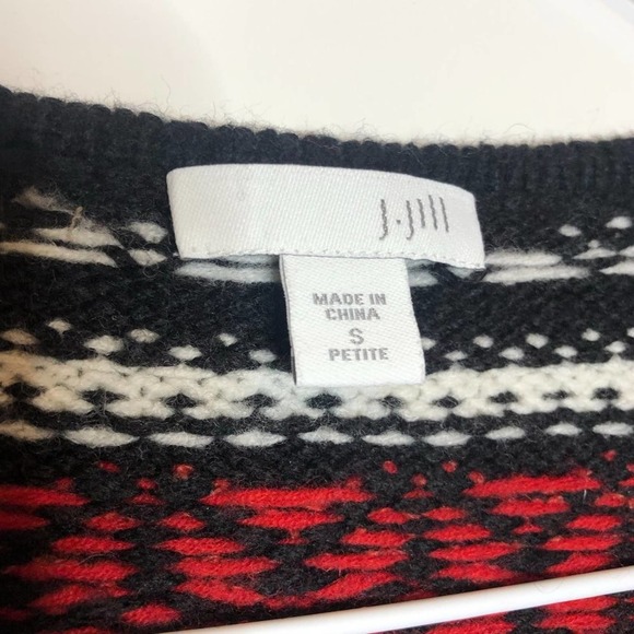 RARE J. JILL Fair Isle Christmas Wool Reindeer Sweater Zip Cardigan SP Holiday - Picture 4 of 8